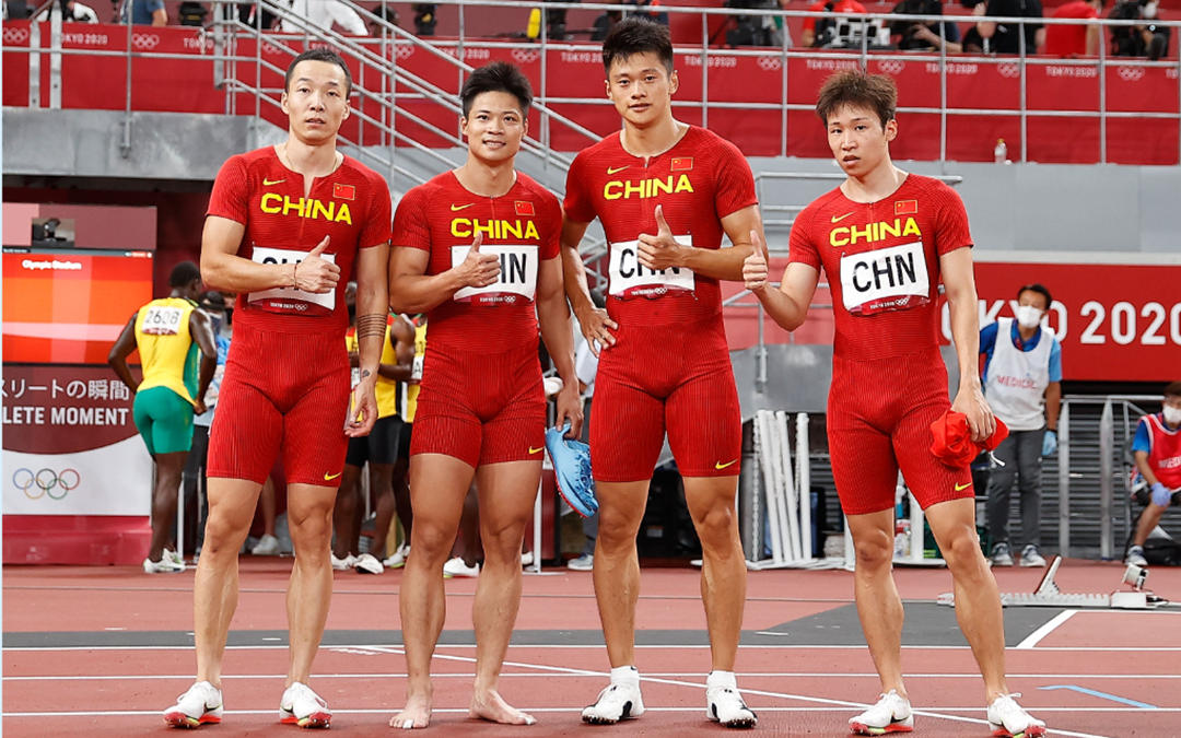 中國男子4×100米接力隊東京奧運會主力隊員吳智強、蘇炳添、謝震業(yè)、湯星強（從左至右）均入圍世錦賽名單。